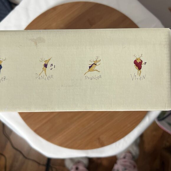 Pottery Barn Reindeer Holiday Dessert Salad Plates Dasher Dancer Prancer VTG - Picture 3 of 11